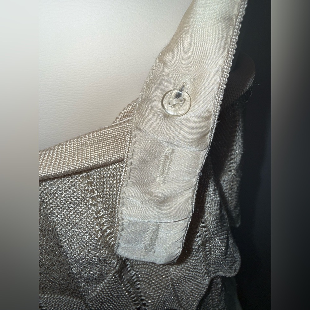 White House Black Market Cream Layered Glitter Top - Picture 7 of 8